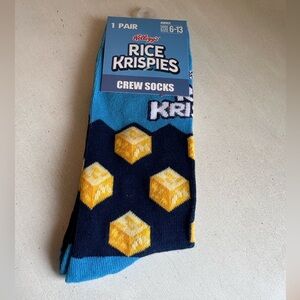 3/$9 Rice Krispies Novelty Socks - Blue and Yellow
